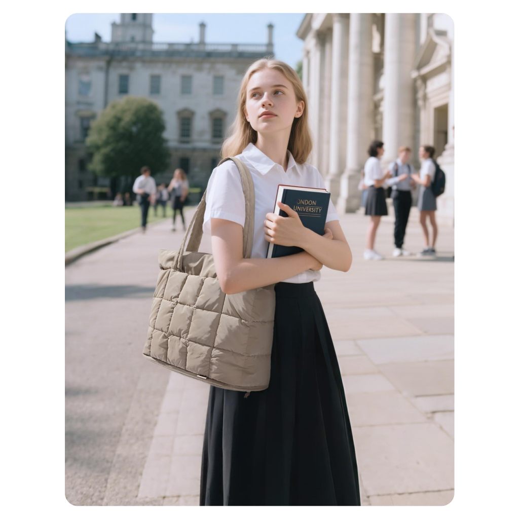 BAGSMART สามารถขยายได้ Tote Bag สำหรับผู้หญิง กระเป๋ามือทำงานพัฟเฟอร์ กระเป๋าออกกำลังกายเดินทาง Carry-On Quilted - รูปที่ 6