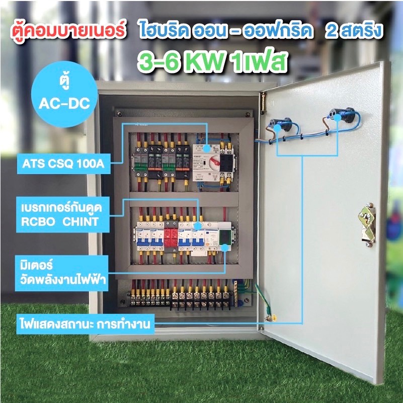ตู้คอมบายเนอร์ Hybrid On-Off DC 500V 6kw 1เฟส 2 สตริง พร้อม ATS รุ่น CSQ7 สลับไว ไฟไม่ดับ สลับการจ่ายไฟอัตโนมัติ