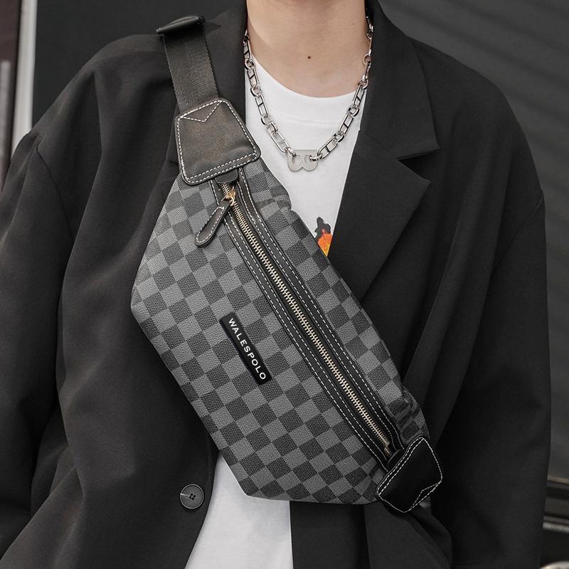 กระเป๋าคาดเอวและอกลายสก็อตสำหรับผู้ชายรุ่นใหม่ กระเป๋าคาดเอวและอกลายสก็อต