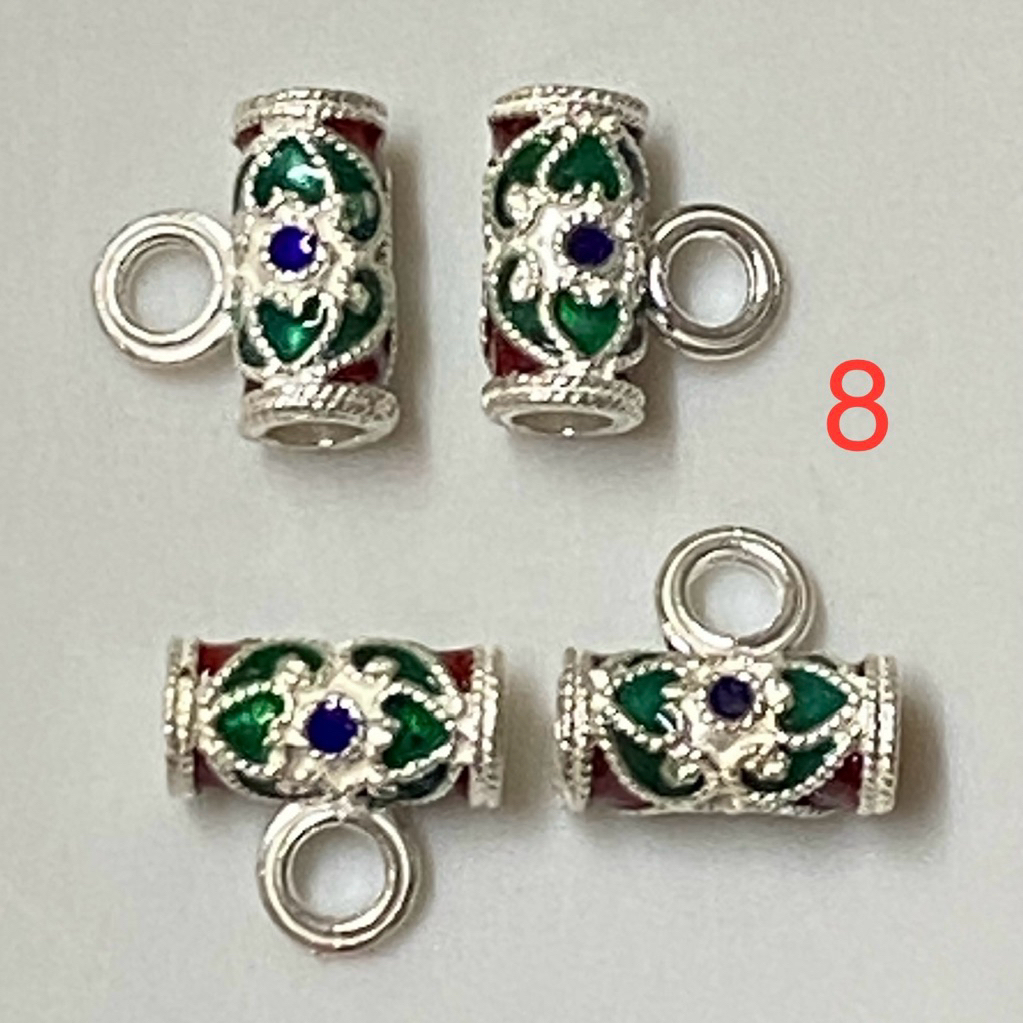 ข้อเงินแท้ลงยาข้อห้อยจี้มีห่วงสำหรับแขวน จี้,พระ ขนาด 11.9*5.5*11.2 มิล รูประมาณ 3.5 มิล ราคาต่อชิ้น งานฝีมือ งาน DIY - รูปที่ 2