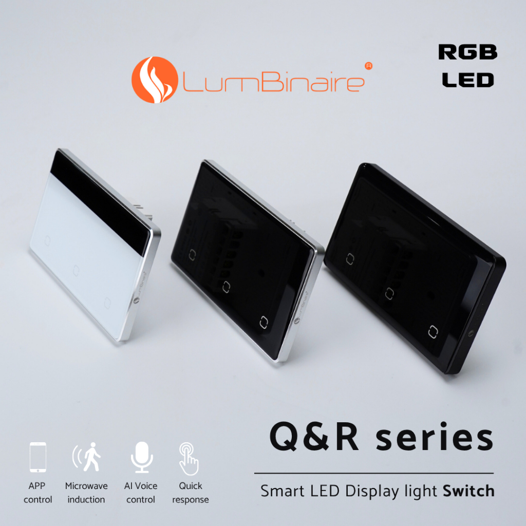 LumBinaire สวิตช์ไฟ อัจฉริยะ Smart LED Display Touch Switch WiFi Zigbee หน้าจอสัมผัส ควบคุมผ่านแอป Tuya Smart Life