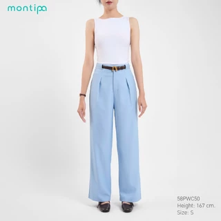 Montipa กางเกงทรงกระบอกกลาง ซิปหน้า ดีเทลซ่อนเข็มขัดและดีไซน์ฝากระเป๋าหลัง ผ้า Comfort 58PWC50