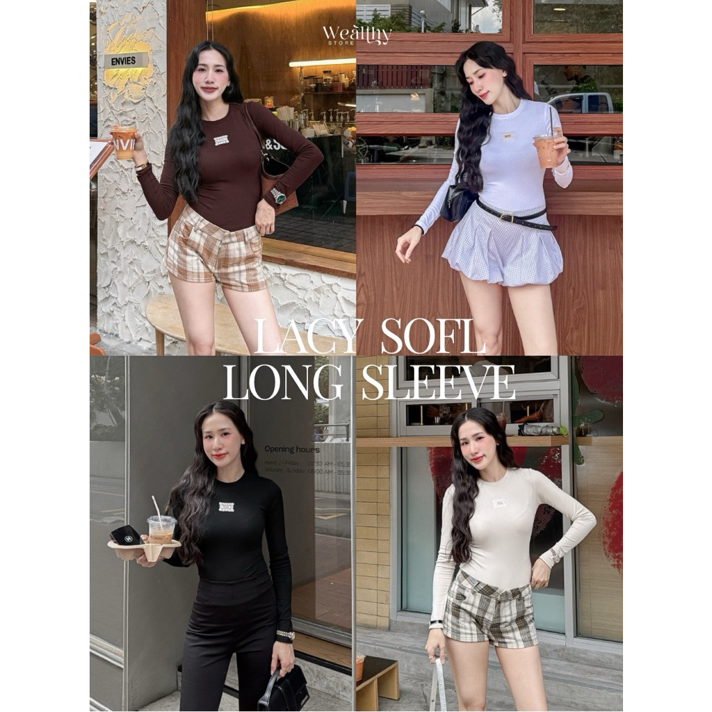 Wealthy Lacy Sofl Long Sleeve เสื้อแขนยาวรุ่นใหม่ ทรงสวยมากดีเทลสำคัญคือปักโลโก้ลูกไม้
