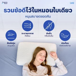 Lunio หมอนเมมโมรี่โฟม ผสมคูลลิ่งเจล มีรูระบายอากาศทั่วทั้งใบ สามารถระบายอากาศได้ดี รุ่น Moon Series Breeze Pillow