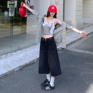 FBAShop ยีนส์สาวสไตล์สตรีทเรโทร 7 ส่วน ดีไซน์เรโทรสุดชิค ช่วยให้ดูสูงเพรียว มีหลายไซซ์หลายสี พร้อมส่ง