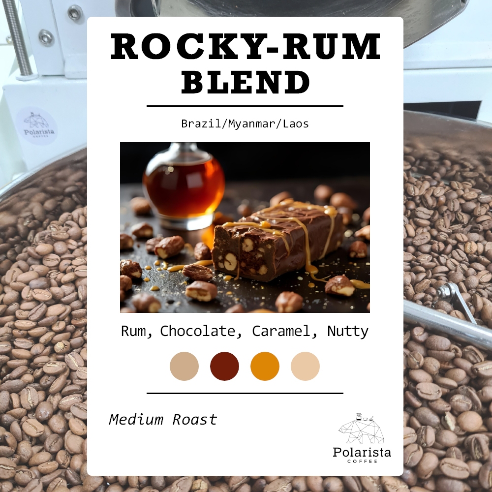 เมล็ดกาแฟคั่ว Rocky-Rum Special Blend roasted coffee 200g