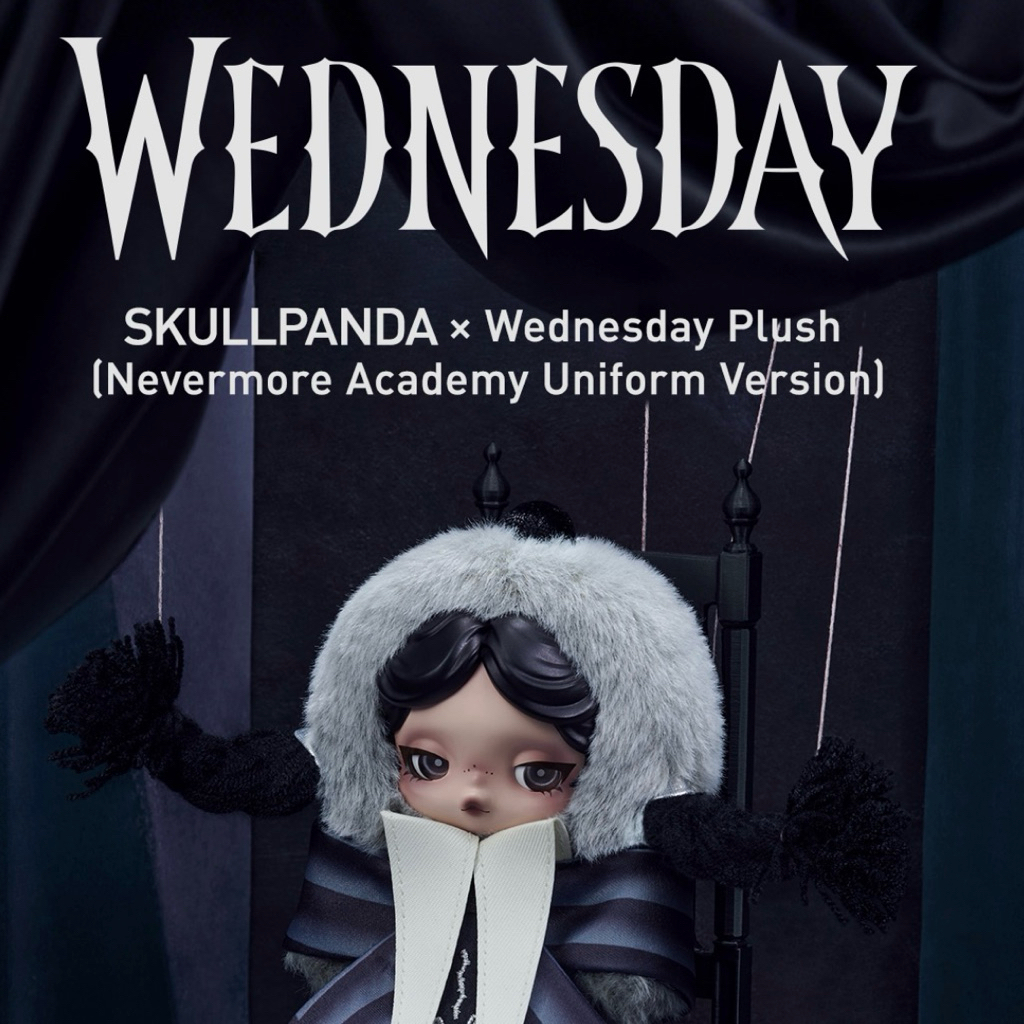🌷✨꒰ พร้อมส่งด่วนจากไทย ꒱✨🌷พวงกุญแจ SKULLPANDA × Wednesday Plush (Nevermore Academy Uniform Version)