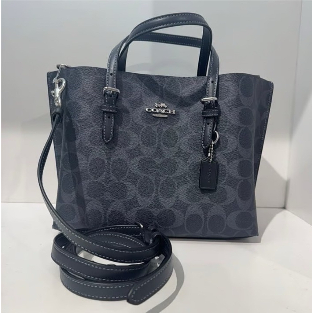 ✨ สด-ผ่อน✨ Coach C4250 Mollie 1 Tote 25 In Signature Canvas IN Denim Midnight Navy Style No. C4250