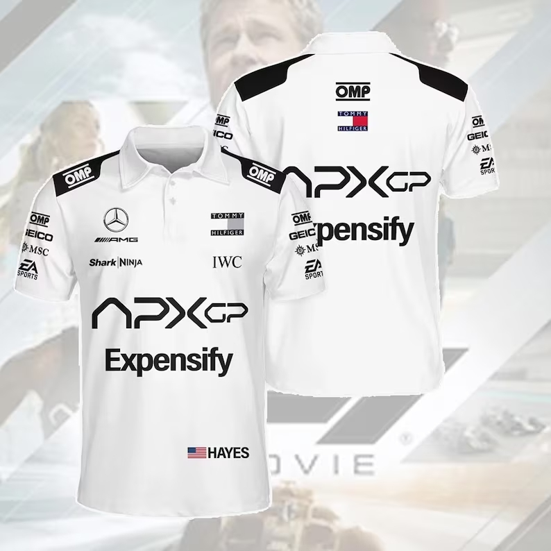 ร้อน! F1 ภาพยนตร์ 2025APXGP สีดำและสีขาวเสื้อแข่งแฟนสไตล์,ขายร้อน 2025 สีขาวรุ่นแข่งแฟนเสื้อโปโลพิเศษ,เสื้อแข่ง F1 s-5xl