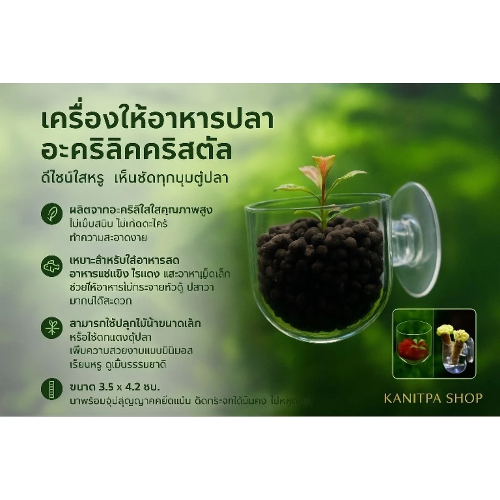 เครื่องใส่อาหารปลาอะคริลิค ตกแต่งตู้ปลา ปลูกต้นไม้น้ำ