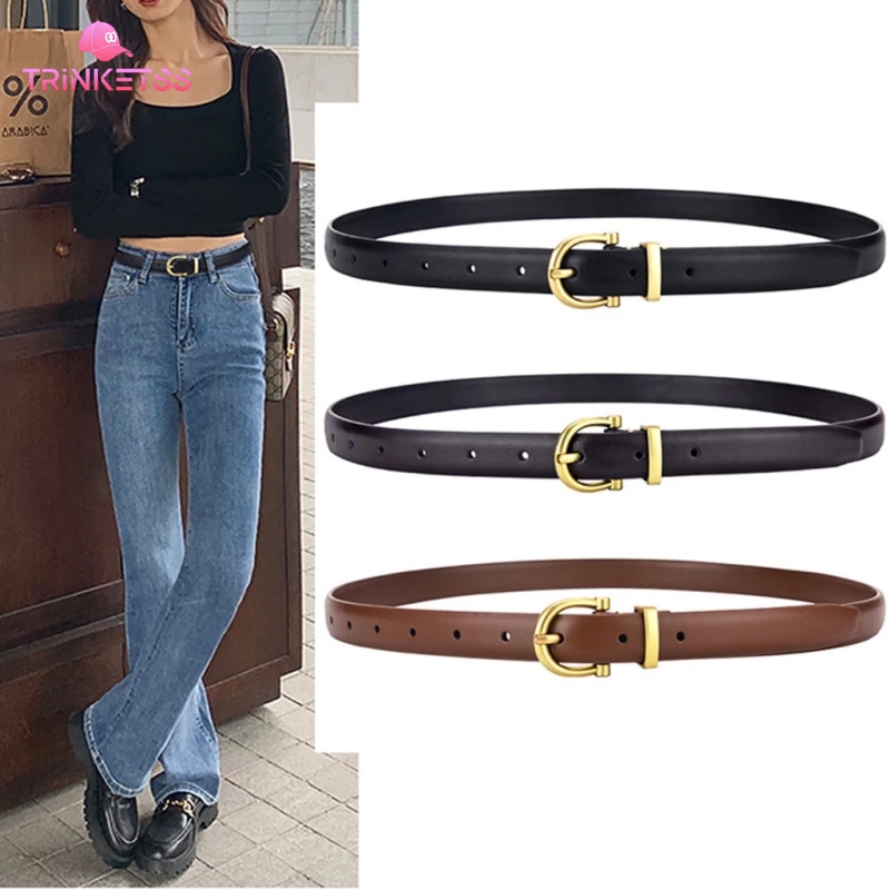 COD เข็มขัดยีนส์เรียบง่ายสำหรับผู้หญิง แฟชั่นอเนกประสงค์ ตกแต่งแบบทันสมัย เข็มขัดบาง-Trinketss