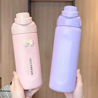 SITARAYURI ขวดน้ำเก็บอุณหภูมิ พกพาง่าย สีพาสเทล 580ml 800ml เก็บร้อน - เย็น พร้อมฝาล็อคกันรั่วซึม