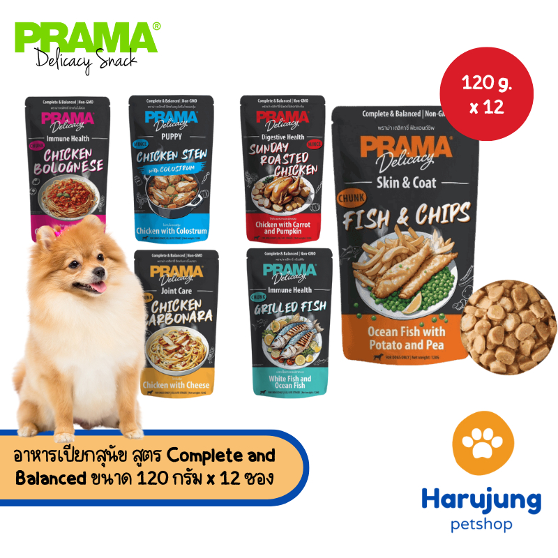 [12 ซอง] Prama อาหารเปียกสุนัข สูตร Complete and Balanced ขนาด 120 กรัม