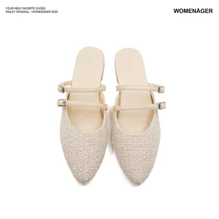 womenager - Railey Original สี Ivory Tweed รองเท้าหัวแหลมเปิดส้น