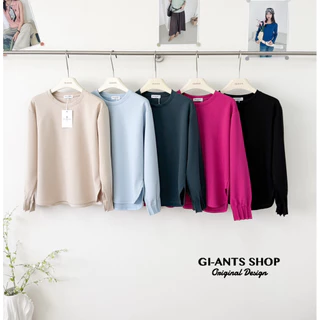 GI-ANTS (GI-431) เสื้อแขนยาวจีบปลายแขน Basic เกาหลี เข้ากับทุกลุค 🎀 เนื้อผ้าCotton นาโน
