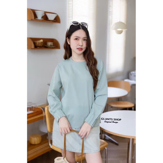 GI-ANTS (GI-431) เสื้อแขนยาวจีบปลายแขน Basic เกาหลี เข้ากับทุกลุค 🎀 เนื้อผ้าCotton นาโน