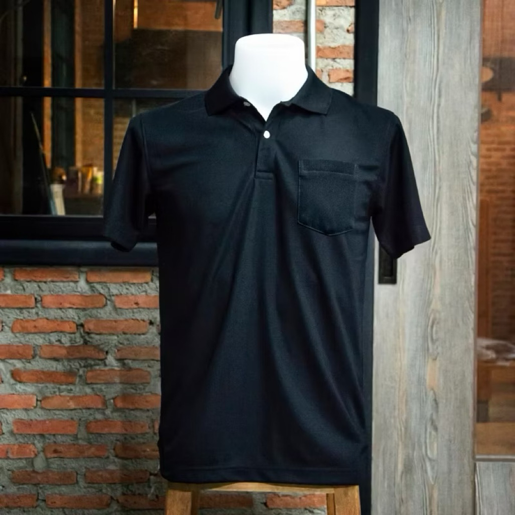 เสื้อโปโลสีดำ (pre-order) ไซส์ S-2XL มีกระเป๋าอกซ้าย ทรงมาตรฐานใส่ได้ทั้งชาย-หญิง