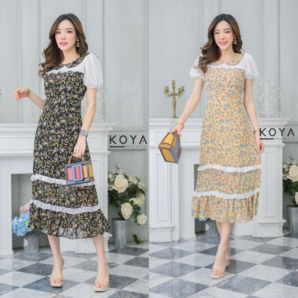 K329-1 เดรสยาว ผ้าชีฟอง
