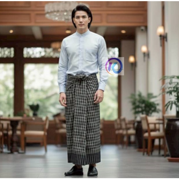 KK - BIG SIZE L  อก 42"   ชุดประจำชาติ ผู้ชาย ลองยี ชุดเสื้อ โสร่ง เนื้อผ้าดี Man