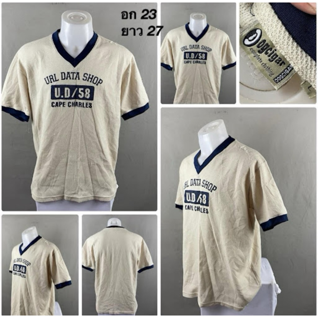 เสื้อมือสองจากต่างประเทศ vintage Dog Cigar brand t-shirt with "URL DATA SHOP U.D/58 CAPE CHARLES" รอ