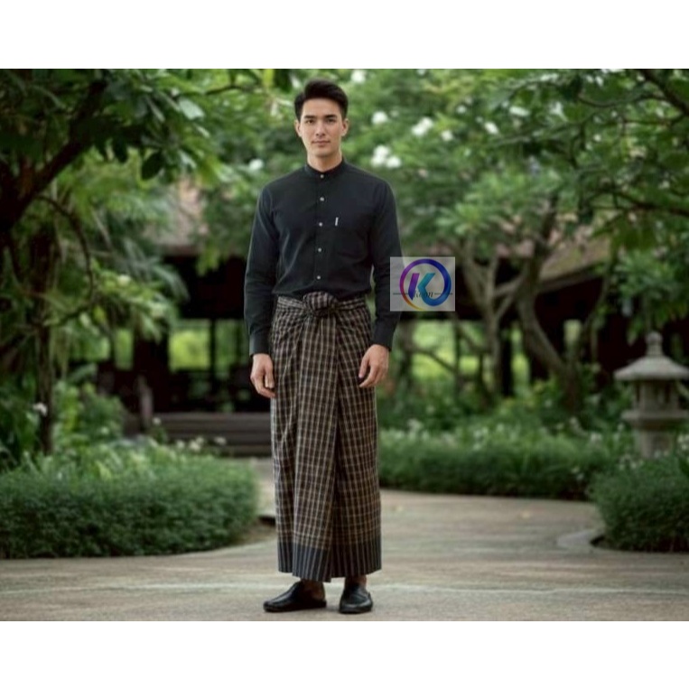 KK - เสื้อชาย สีดำ SIZE M 40" / L 42"  / XL 44"  ชุดประจำชาติ ผู้ชาย ลองยี ชุดเสื้อ โสร่ง เนื้อผ้าดี Man