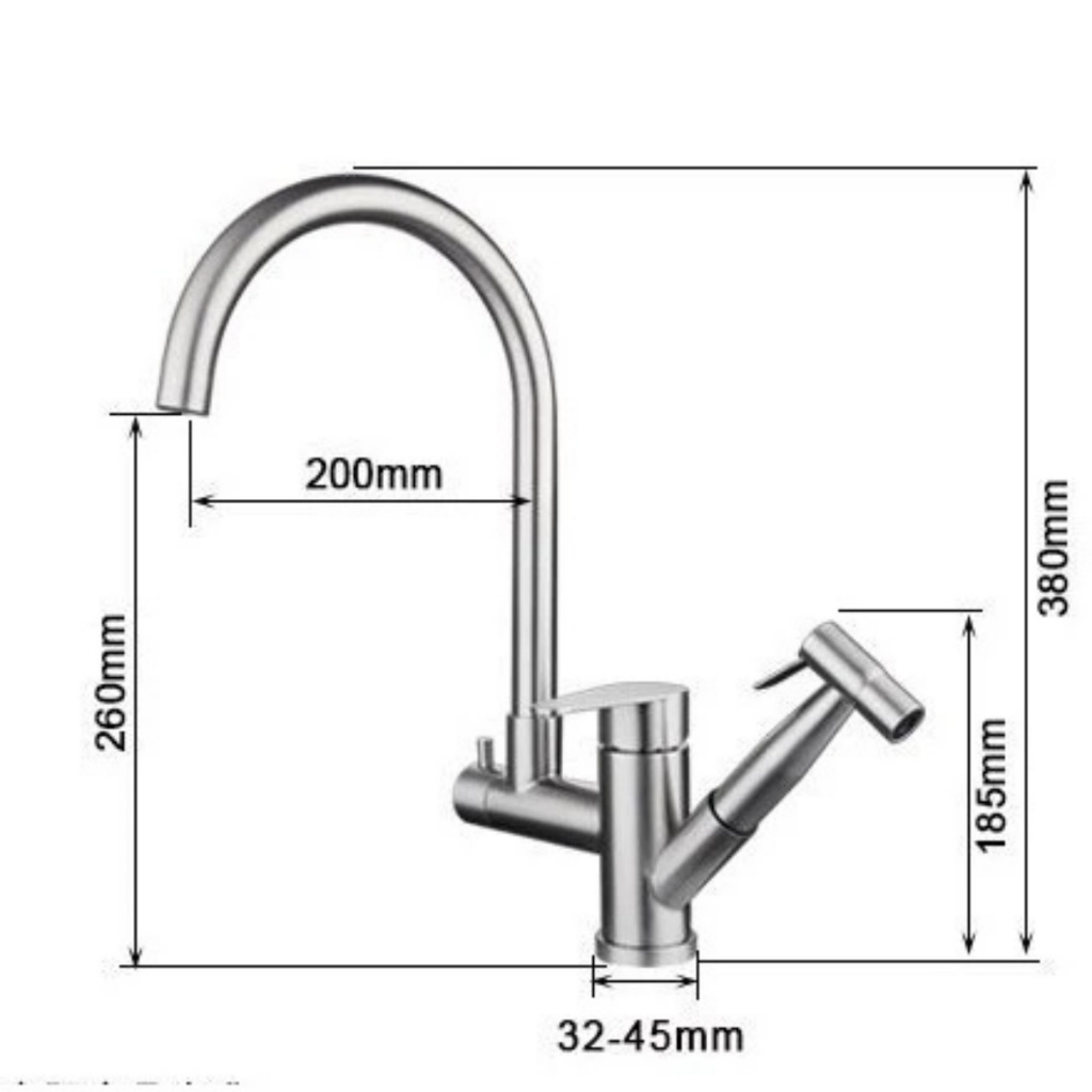 [พร้อมส่ง] ก๊อกซิงค์ล้างจาน 2 หัว ฉีดล้างผัก สแตนเลส 304 แถมฟรี ข้อต่อสองทาง [iBITSHop] - รูปที่ 7