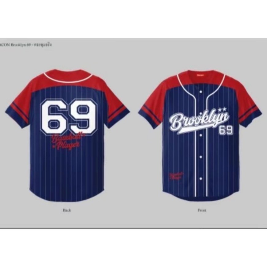 เสื้อแฟชั่น เสื้อกีฬาเบสบอล หมายเลข69 โอเวอร์ไซส์ มีกระดุมจริง