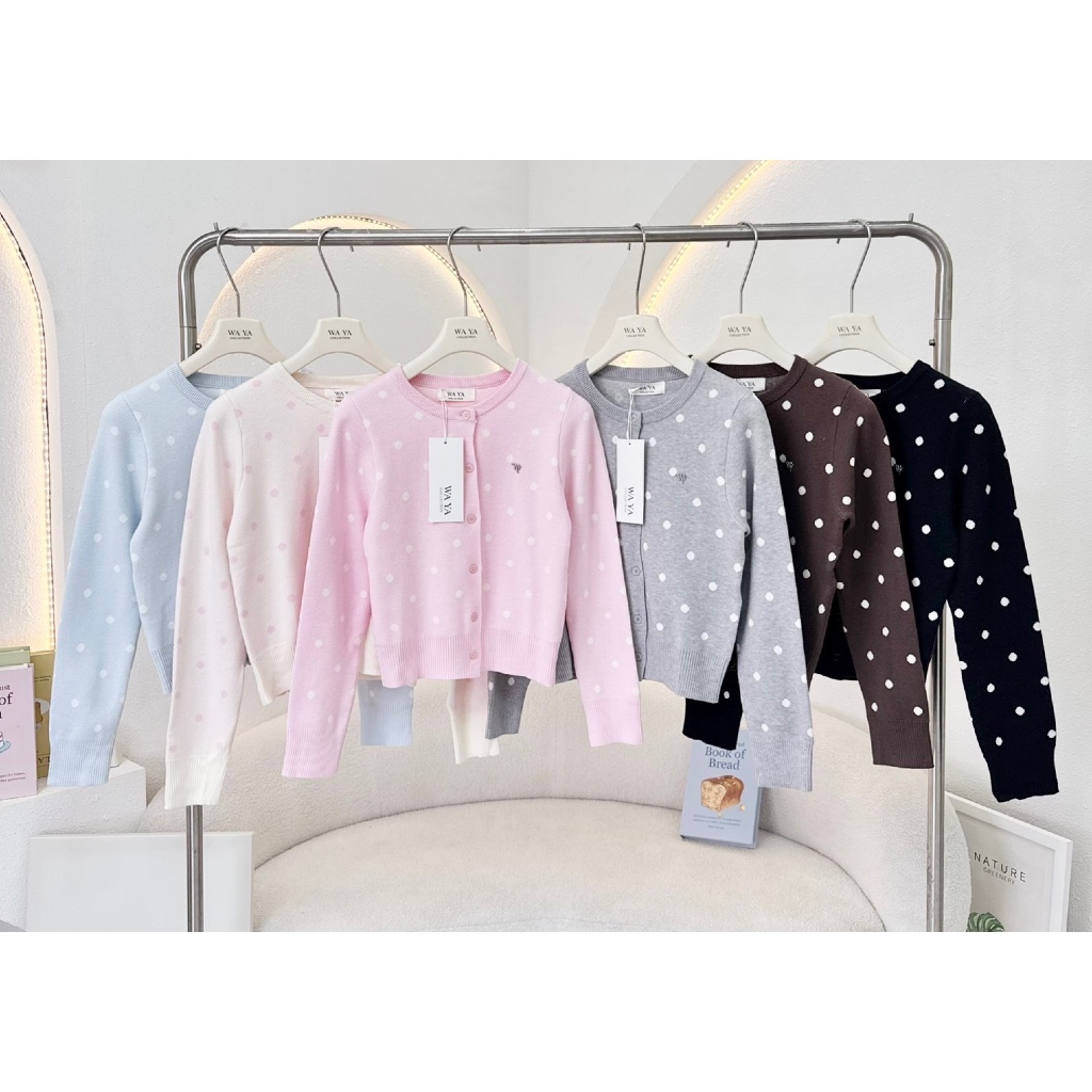 WA YA แขนยาวไหมพรหมลายจุดสุดฮิต เกรดคัดมาอย่างดี  ทั้งสีและคุณภาพไหมพรหม เป๊ะพรีเมี่ยมสอยป้ายเรียบหร