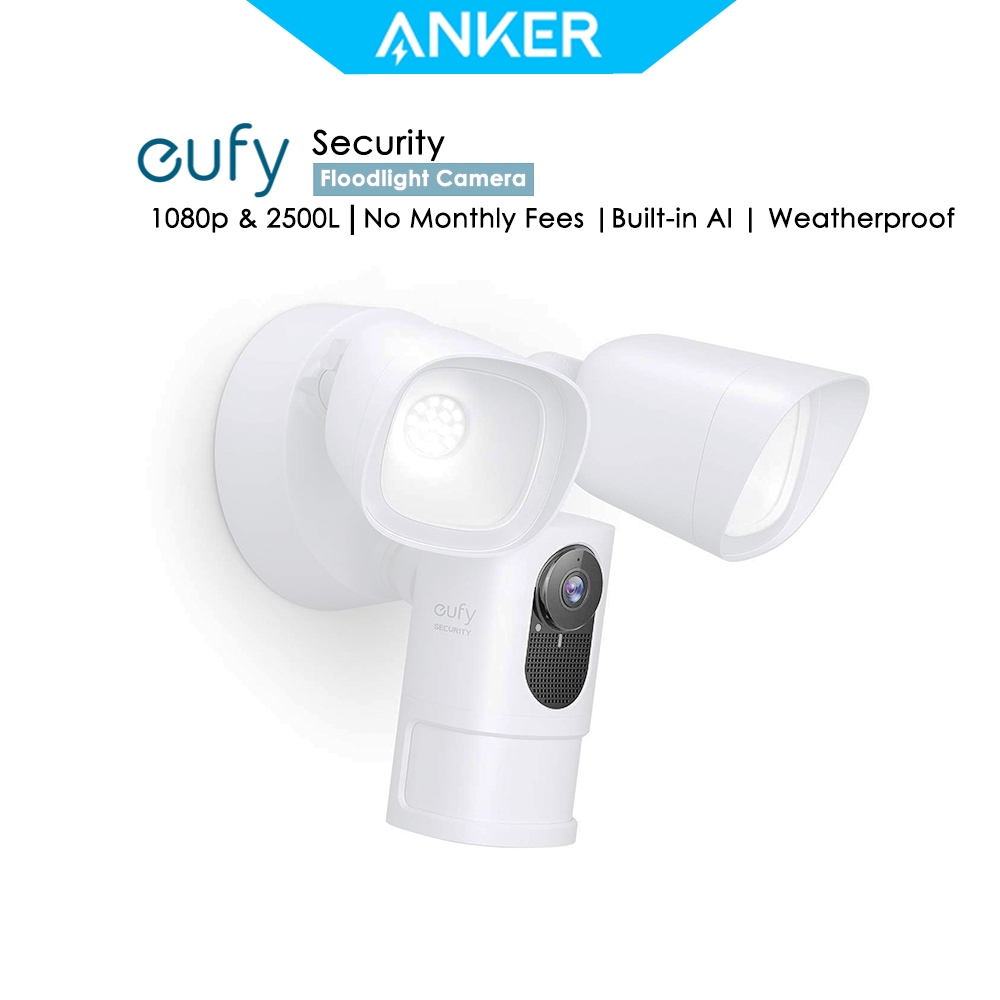 กล้องวงจรปิด eufy Floodlight Cam ระดับFull HD 2500ลูเมน กันน้ำด้วน AIตรวจจับอัจฉริยะ ไม่มีค่าบริการร