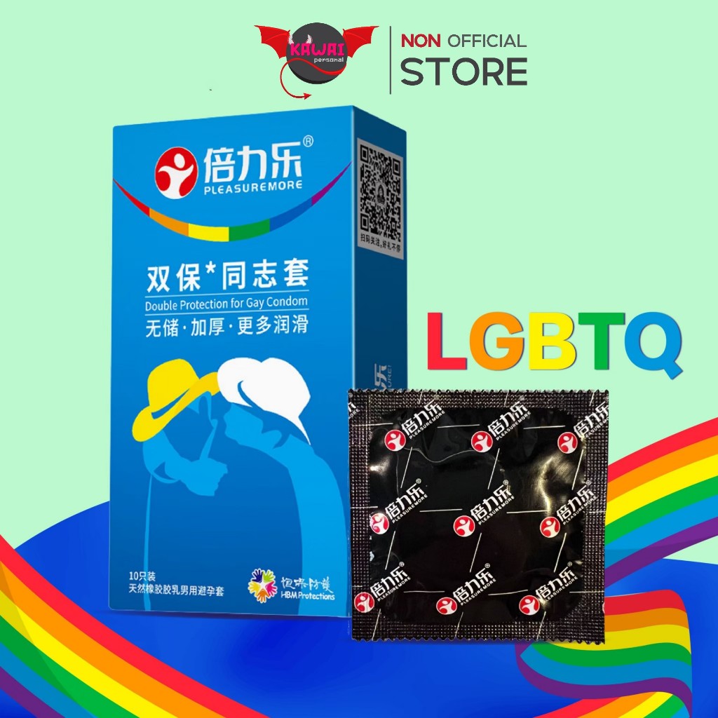 Beilile ถุงยางอนามัยLGBTq DoubleProtection กลิ่นหอมดอกไม้ ไม่มีปลายกระเปาะ บางกว่า0.01 10-20% ไซส์52