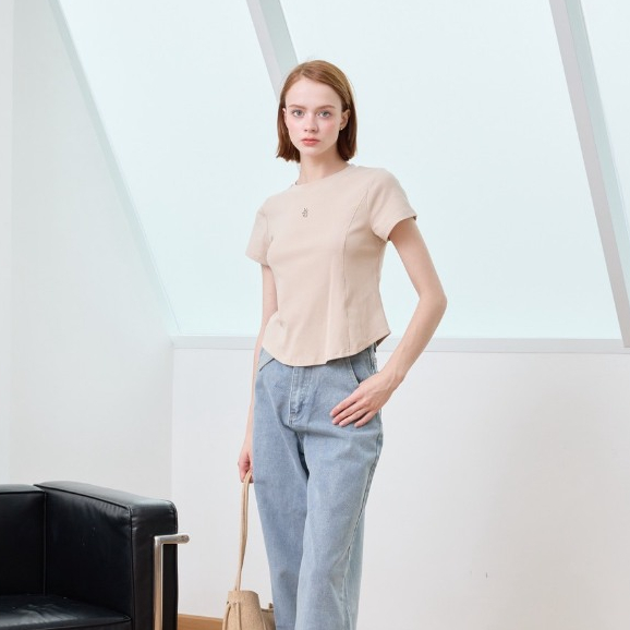 🎀𓂃 ࣪˖ เสื้อพาสเทล ทรงเข้ารูป ผ้าคอตตอนยืด ใส่สบาย  แต่งโลโก้สีเงิน #P523🎀𓂃 ࣪˖