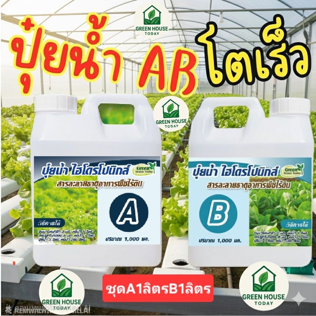 ปุ๋ย AB ไฮโดรโปนิกส์ ปุ๋ยน้ำ สูตรเข้มข้น โตเร็ว (1 ลิตร) และ 500cc ธรรมชาติ โตไว ปุ๋ยธรรมชาติ ปุ๋ยน้ำ ยูเรียน้ำ
