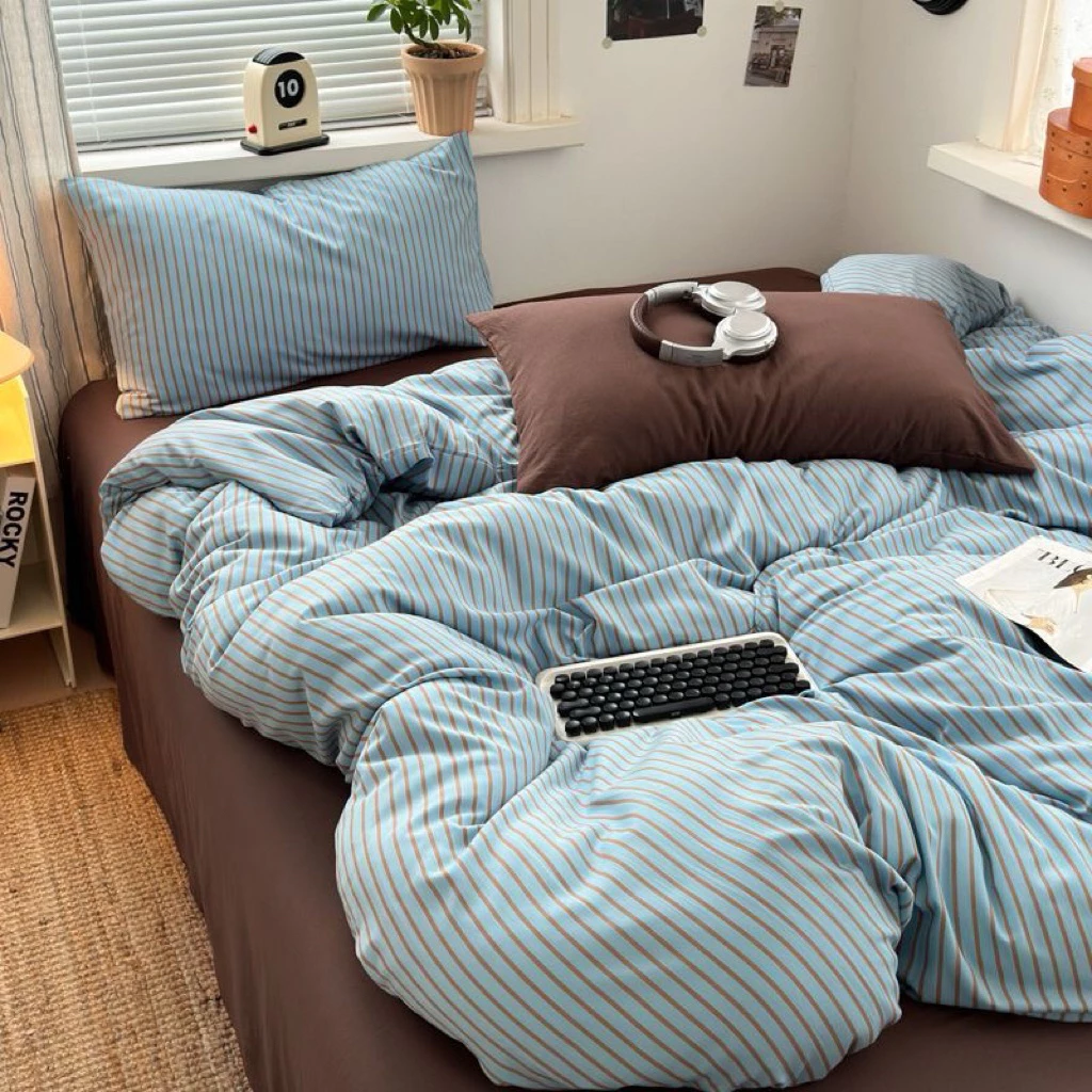 เซ็ตผ้าปูที่นอนรัดมุมพร้อมปลอกหมอนและปลอกผ้านวม สี Mali blue thumbnail 4