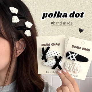 Cute 422 กิ๊บติดผม กิ๊บหนีบผมโบว์สีขาวดำ 2 ชิ้น/แพ็ค