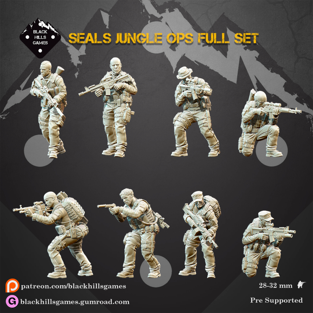 US Navy Seals Jungle Ops : Collection : Miniature Resin โมเดลบอร์ดเกม ผลิตตามสั่ง DnD Tabletop