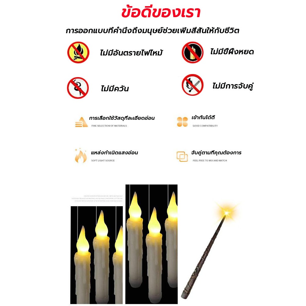 แสงเทียน โคมไฟเทียน LED 3D แนวโรแมนติก ไร้เปลวไฟ สําหรับตกแต่งปาร์ตี้ คริสต์มาส ฟรี ไม้กายสิทธิ์/รีโมทคอน12/20pcs - รูปที่ 4