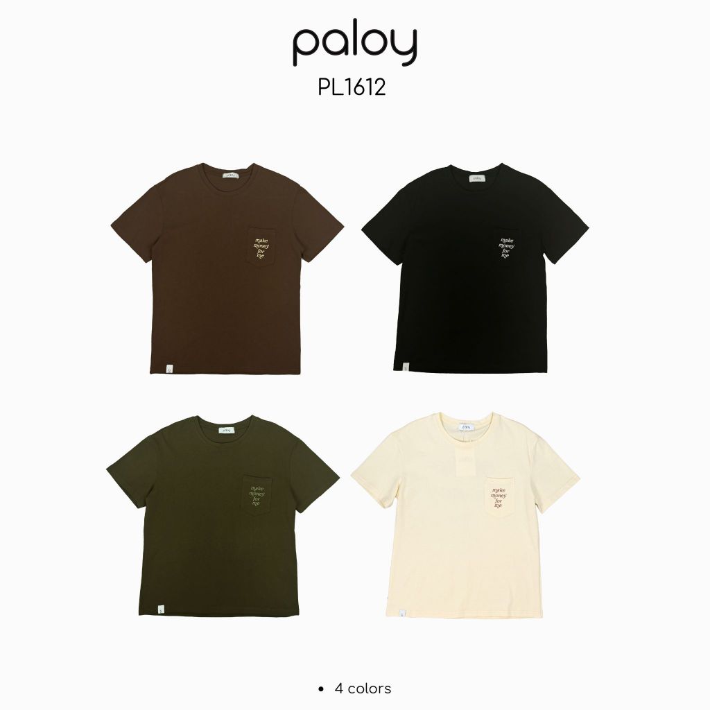 Paloy - PL1612 เสื้อยืดแขนสั้น Make Money For Me มีกระเป๋าหน้า