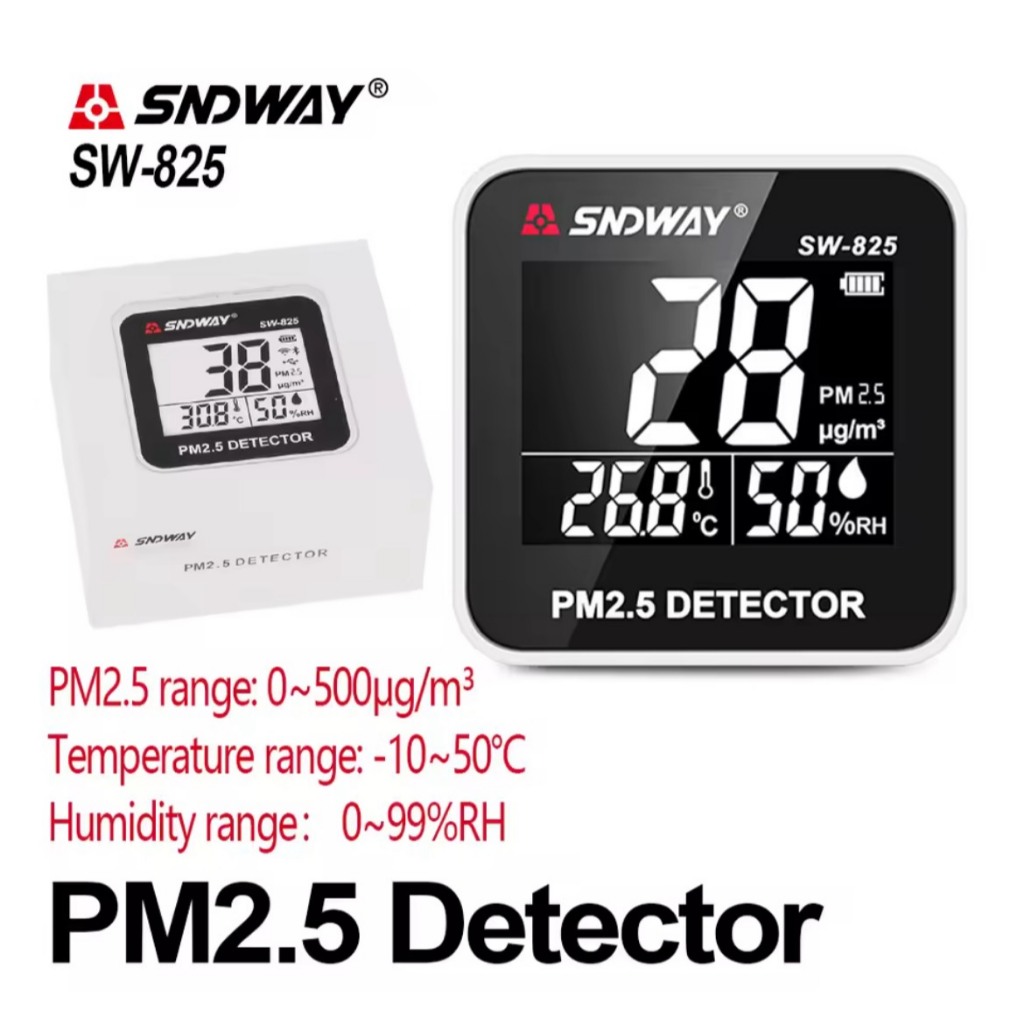 จัดส่งทันที SNDWAY PM2.5 Detector เครื่องวัดปริมาณฝุ่น 3in1 มี Sensor วัดค่า PM2.5 วัดอุณหภูมิ วัดคว
