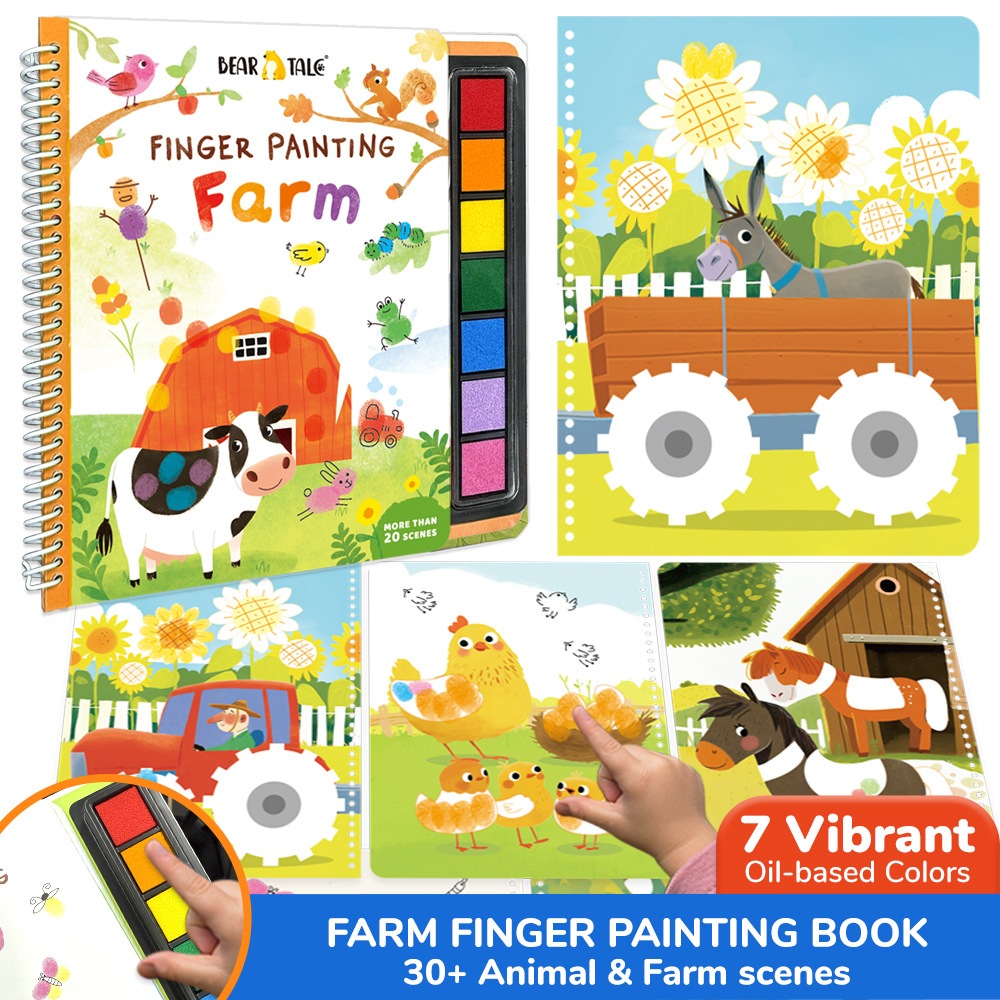 * ออกบิลได้ (แจ้งทางแชท) Finger Paint เซ็ต 6 สี สมุดระบายสีด้วยนิ้วมือ