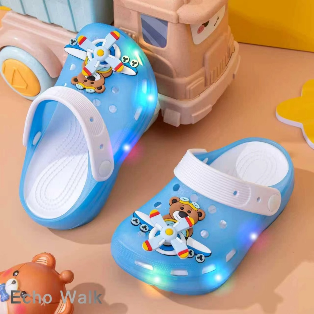 Echo Walk รองเท้าเด็กมีไฟ ลายหมีขับเครื่องบิน น่ารัก กันลื่น เบา ใส่สบาย เหมาะใส่เล่นและไปโรงเรียน - รูปที่ 3