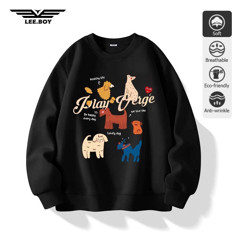คอมกลม ทรงหลวมและเอนกประสงค์ Play ลายน่ารักการ์ตูน ผ้าหนาทรงสวย  เสื้อสเวตเตอร์ ผู้ชาย บุขนกันหนาว พร้อมส่งจากกทม