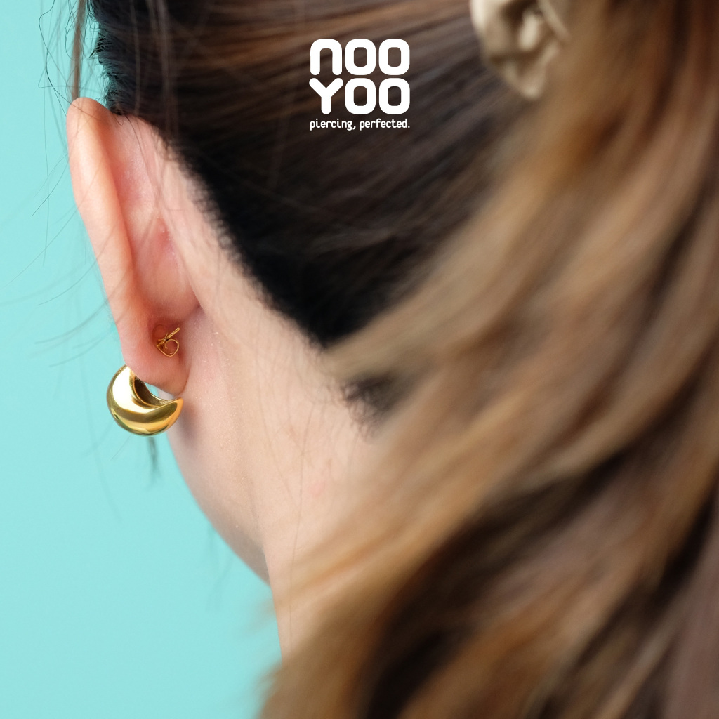 NooYoo ต่างหูสำหรับผิวแพ้ง่าย The Puffy Moon Surgical Steel (สีเงิน/สีทอง) - รูปที่ 4