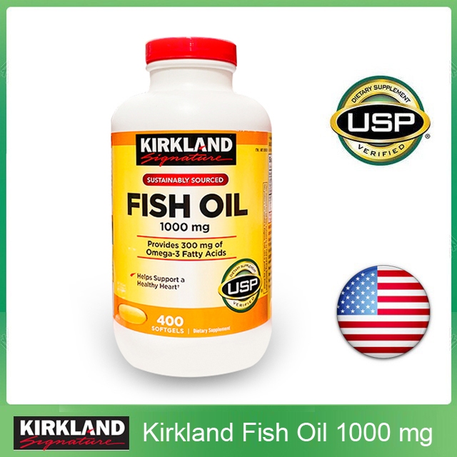 (Exp.08/2027)Kirkland Signature Fish Oil 1000 mg 400 เม็ด