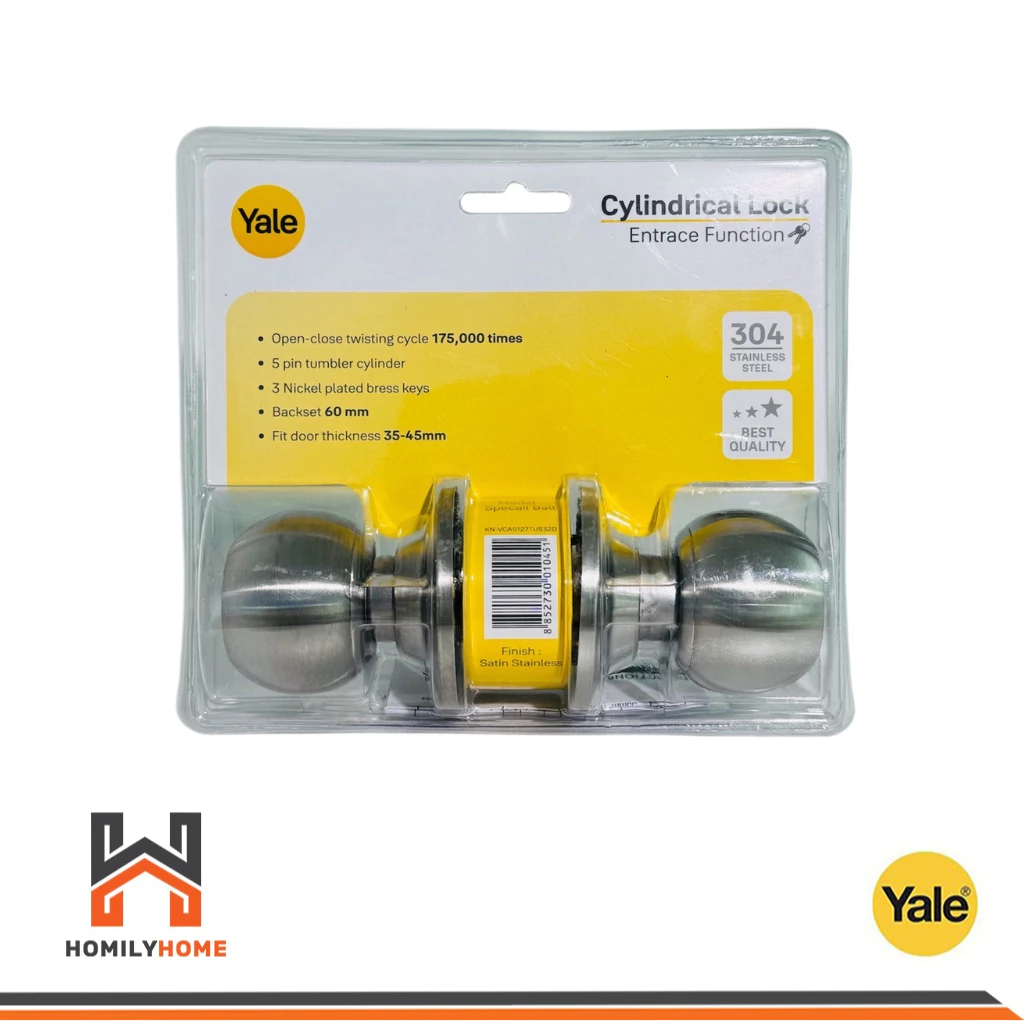 YALE ลูกบิดประตู หัวกลม รุ่น KN-VCA5127US32D VCA5127TUS32D ลูกบิดห้องทั่วไป สแตนเลส(304) ลููกบิด