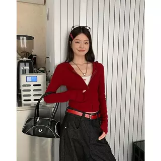 Beryl พร้อมส่ง เสื้อแจ็คเก็ตฮู้ดครอป ทรงครอปสั้น เสื้อคลุมผู้หญิง กระชับรูปร่าง โชว์เส้นเอวสวย ผ้านุ่มใส่สบาย