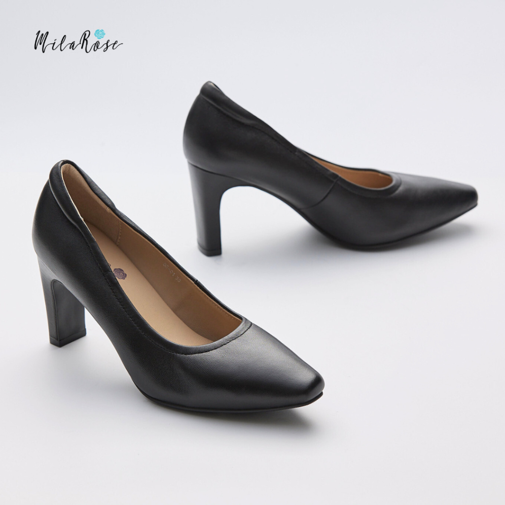 รองเท้าหนังแกะแท้ รุ่น M86-01 heels 3 cm. Size 35-42 แบบเรียบ