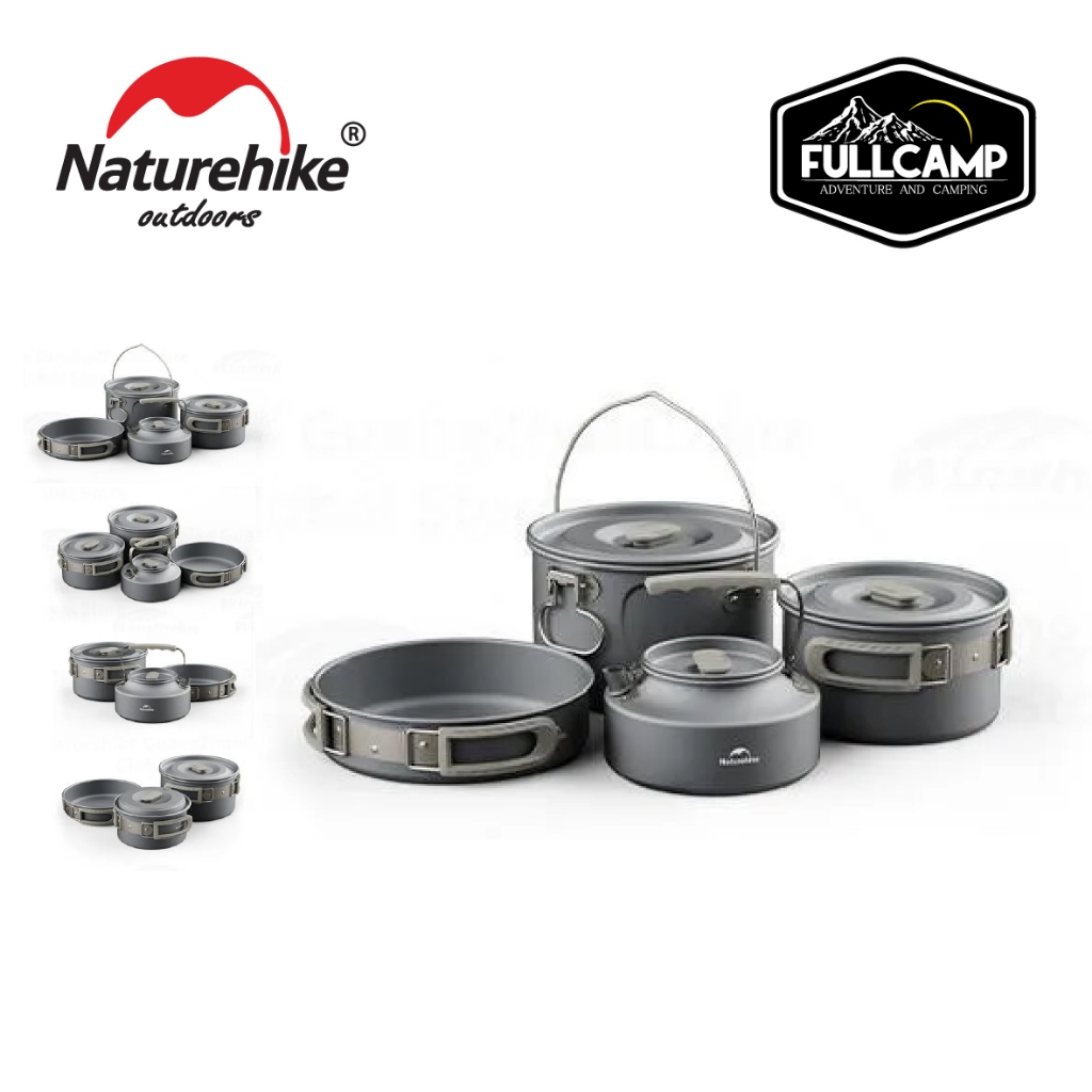 Naturehike Aluminum Alloy Camping pot Set ชุดเครื่องครัวอะลูมิเนียม แบบพกพา สําหรับตั้งแคมป์