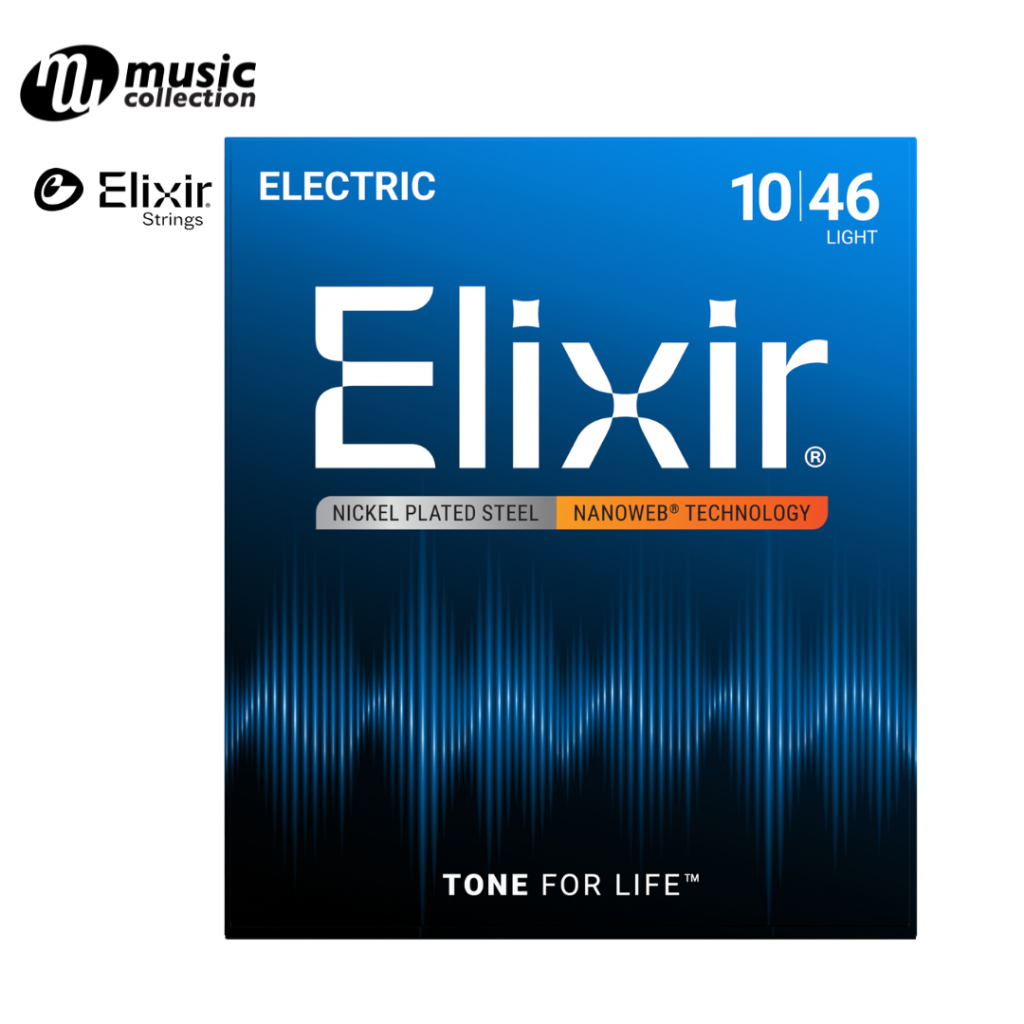 สายกีตาร์ไฟฟ้า  Elixir® Nickel  NANOWEB (Light, เบอร์ .010–.046) #12052
