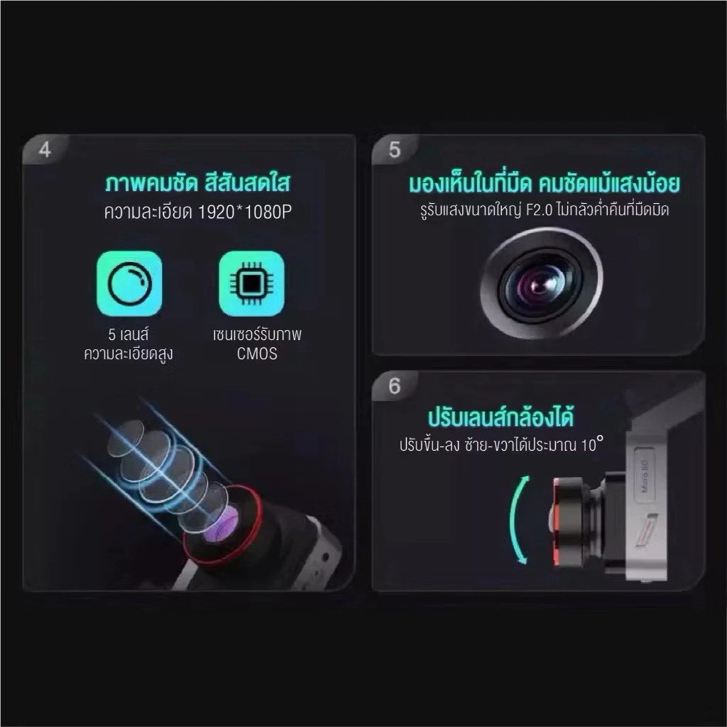 HIKVISION C200S Dash Cam Car Camera กล้องติดรถยนต์หน้า+หลัง 1080P Full HD+1080P +Wi-Fi ในตัว เลนส์หมุนได้ จอใหญ่ 3 นิ้ว thumbnail 4
