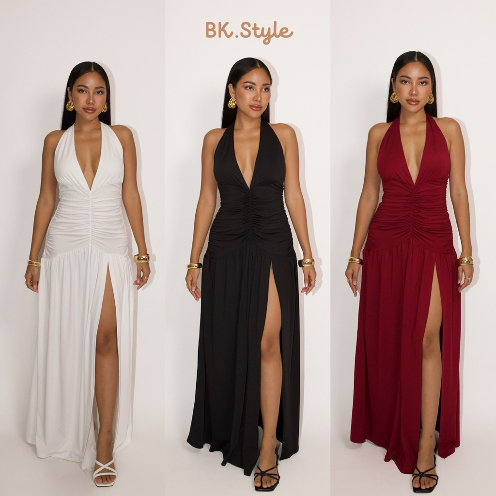 BK STYLE รุ่น Betty เดรสสายฝอ เดรสยาวผูกคล้องคอ